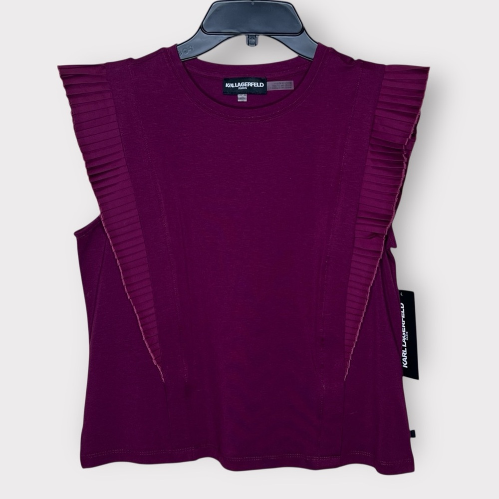 NWT Karl Lagerfeld Paris Pleated Ruffle Top XS